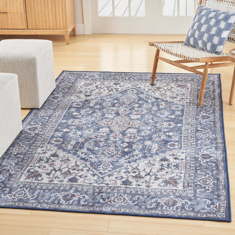 Nourison Machine Washable Series 1 X Nicole Curtis Sr104 Navy Ivory Rug - Nourison - 99446927682