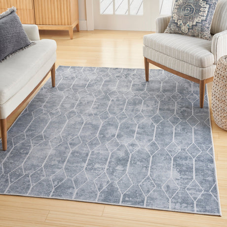 Nourison Machine Washable Series 1 X Nicole Curtis Sr107 Blue Grey Rug - Nourison - 99446928306