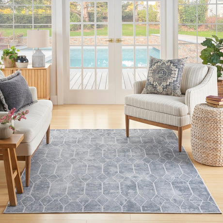 Nourison Machine Washable Series 1 X Nicole Curtis Sr107 Blue Grey Rug - Nourison - 99446928313