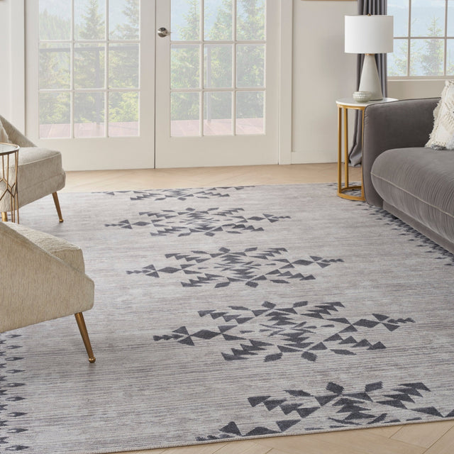 Nourison Machine Washable Series 1 X Nicole Curtis Sr109 Ivory/Charcoal Rug - Nourison - 99446164384