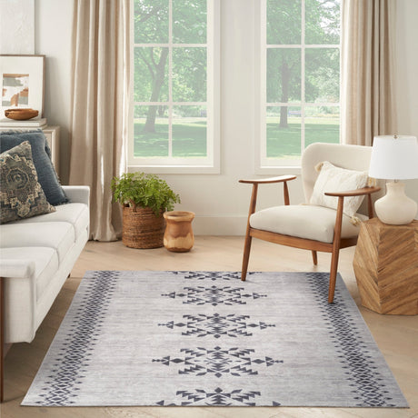 Nourison Machine Washable Series 1 X Nicole Curtis Sr109 Ivory/Charcoal Rug - Nourison - 99446164391