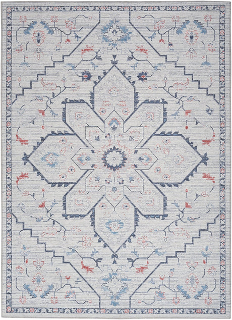 Nourison Machine Washable Series 1 X Nicole Curtis Sr110 Ivory Blue Rug - Nourison - 99446164483