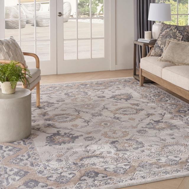 Nourison Machine Washable Series 4 X Nicole Curtis Sr401 Cream Grey Rug - Nourison - 99446164759