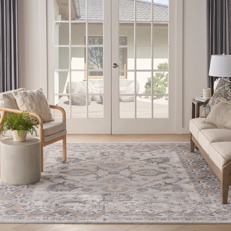 Nourison Machine Washable Series 4 X Nicole Curtis Sr401 Cream Grey Rug - Nourison - 99446164766