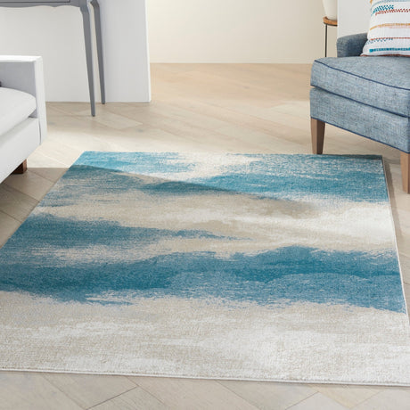 Nourison Maxell Mae06 Ivory/Teal Rug - Nourison - 99446880406