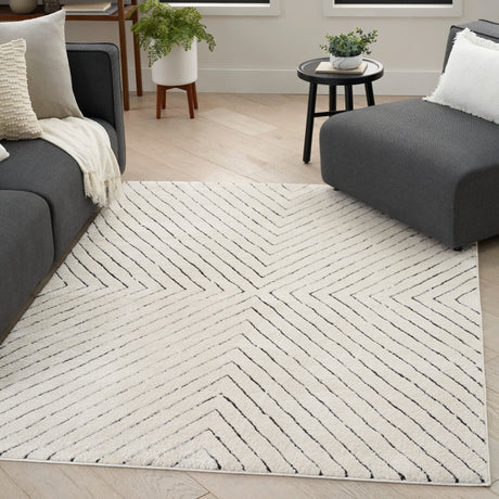 Nourison Modern Comfort Mnc01 Ivory Black Rug - Nourison - 99446923028