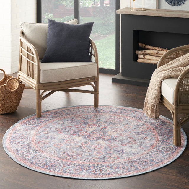 Nourison Nicole Curtis Machine Washable Series 1 Sr104 Blue Multicolor Rug - Nourison - 99446935045