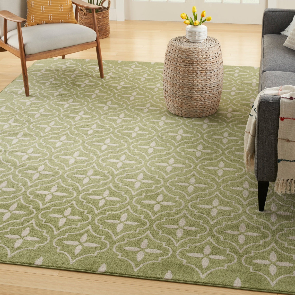 Nourison Nourison Essentials Nre04 Green Ivory Rug - Nourison - 99446940735