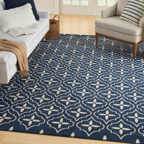 Nourison Nourison Essentials Nre04 Navy Ivory Rug - Nourison - 99446940872