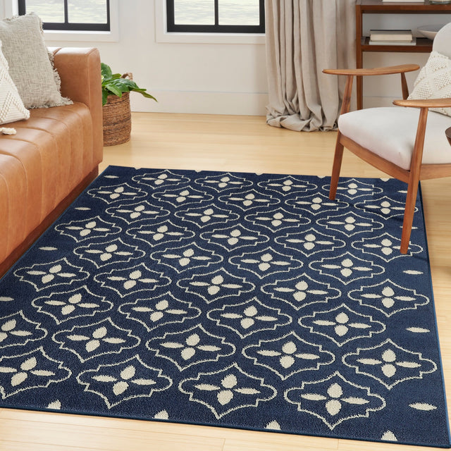 Nourison Nourison Essentials Nre04 Navy Ivory Rug - Nourison - 99446940889