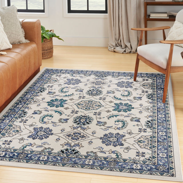 Nourison Nourison Essentials Nre05 Ivory Blue Rug - Nourison - 99446940988