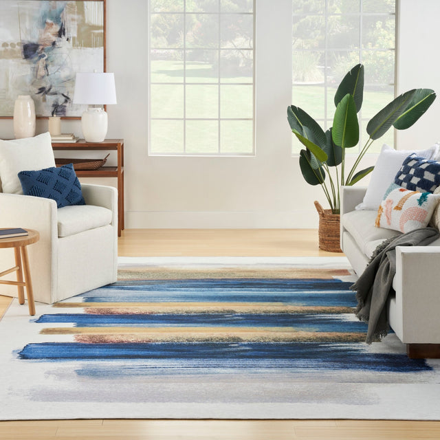 Nourison Nourison Washables Nwb09 Blue Multicolor Rug - Nourison - 99446913395