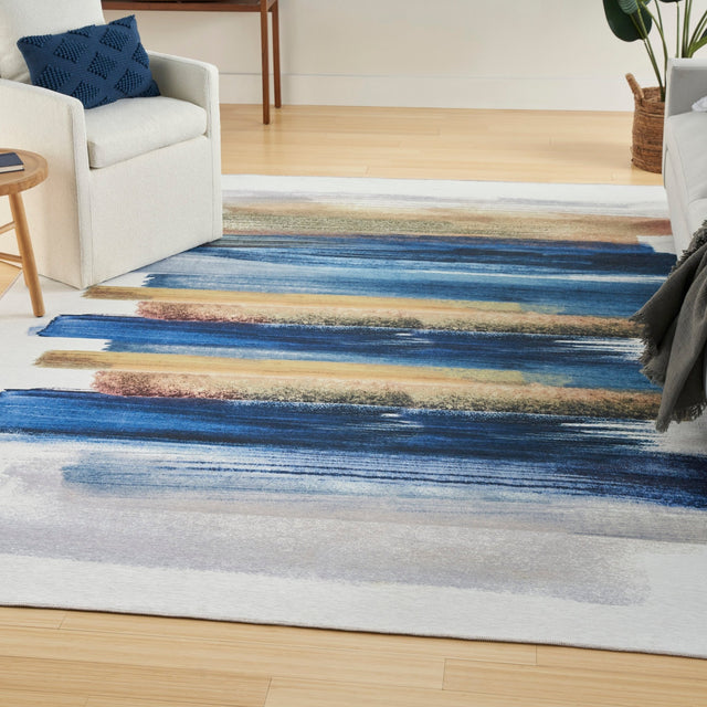 Nourison Nourison Washables Nwb09 Blue Multicolor Rug - Nourison - 99446913425