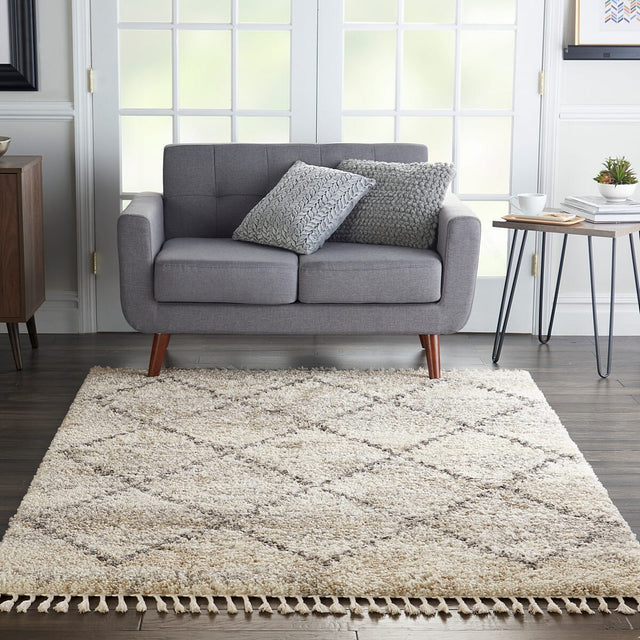 Nourison Oslo Shag Osl01 Ivory / Grey Rugs - Nourison - 99446711038