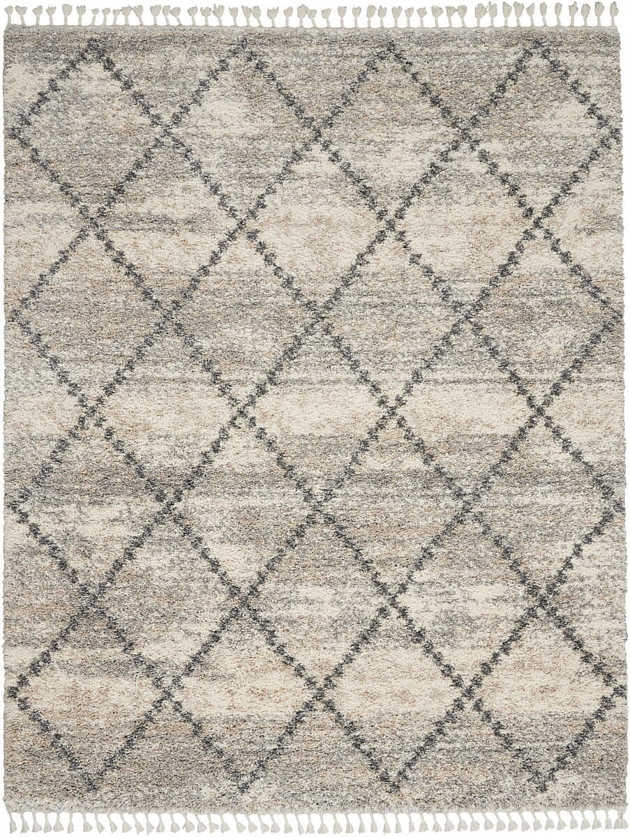 Nourison Oslo Shag Osl01 Ivory / Grey Rugs - Nourison - 99446711038