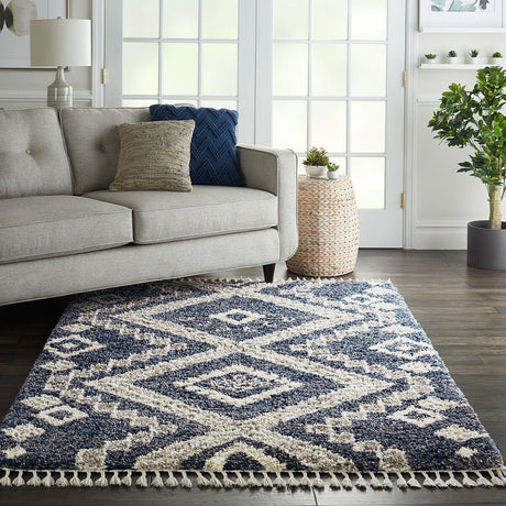 Nourison Oslo Shag Osl02 Denim Blue Rugs - Nourison - 99446711199