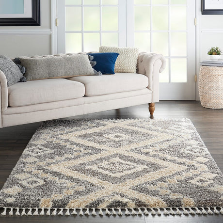 Nourison Oslo Shag Osl02 Grey / Ivory Rugs - Nourison - 99446711250