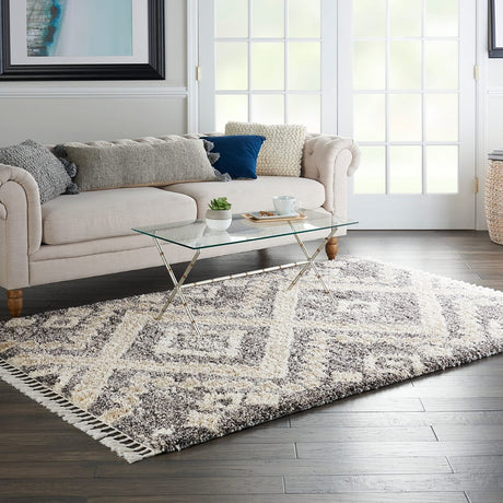 Nourison Oslo Shag Osl02 Grey / Ivory Rugs - Nourison - 99446711250