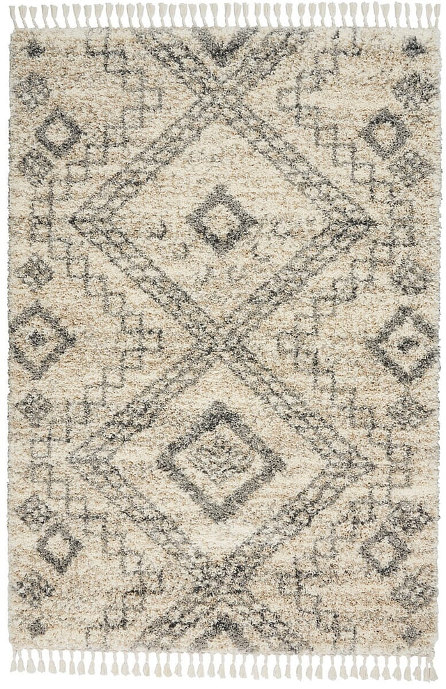 Nourison Oslo Shag Osl02 Ivory / Grey Rugs - Nourison - 99446711120