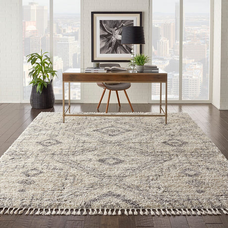 Nourison Oslo Shag Osl02 Ivory / Grey Rugs - Nourison - 99446711120