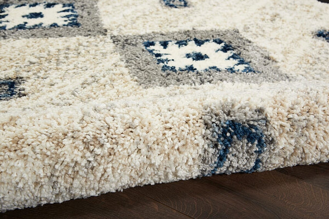 Nourison Oslo Shag Osl03 Ivory / Blue Rugs - Nourison - 99446711441