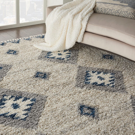 Nourison Oslo Shag Osl03 Ivory / Blue Rugs - Nourison - 99446711441