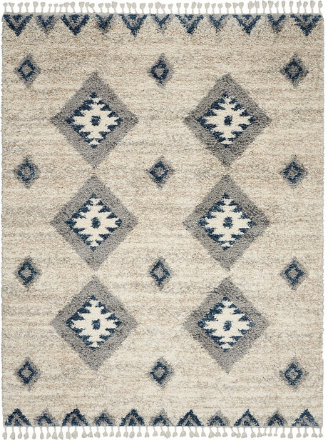 Nourison Oslo Shag Osl03 Ivory / Blue Rugs - Nourison - 99446711441