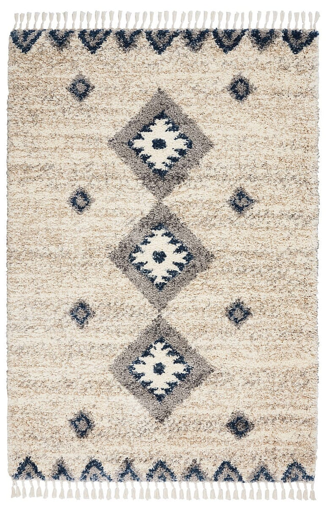 Nourison Oslo Shag Osl03 Ivory / Blue Rugs - Nourison - 99446711441