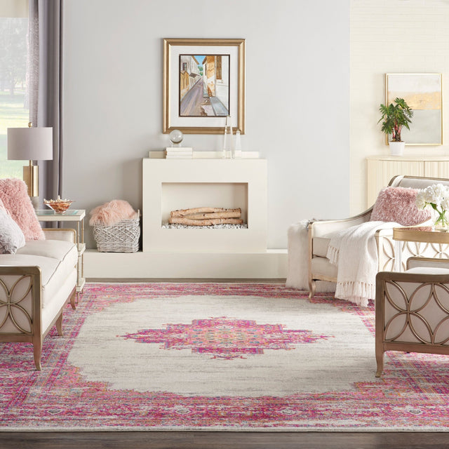 Nourison Passion Psn03 Ivory/Fuchsia Rug - Nourison - 99446259738