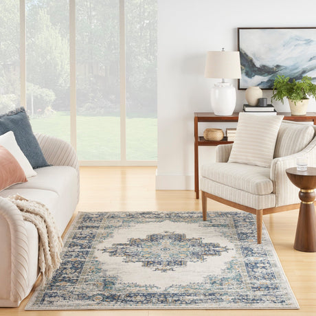 Nourison Passion Psn03 Ivory/Grey/Blue Rug - Nourison - 99446900807