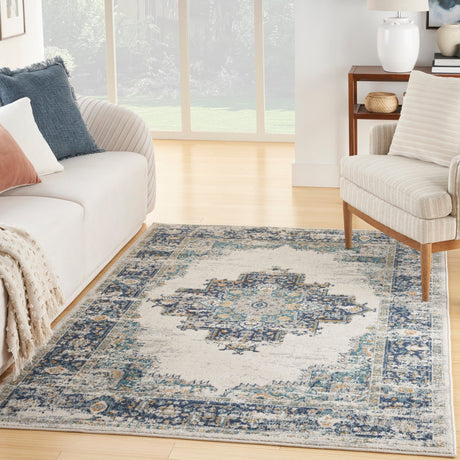 Nourison Passion Psn03 Ivory/Grey/Blue Rug - Nourison - 99446900814