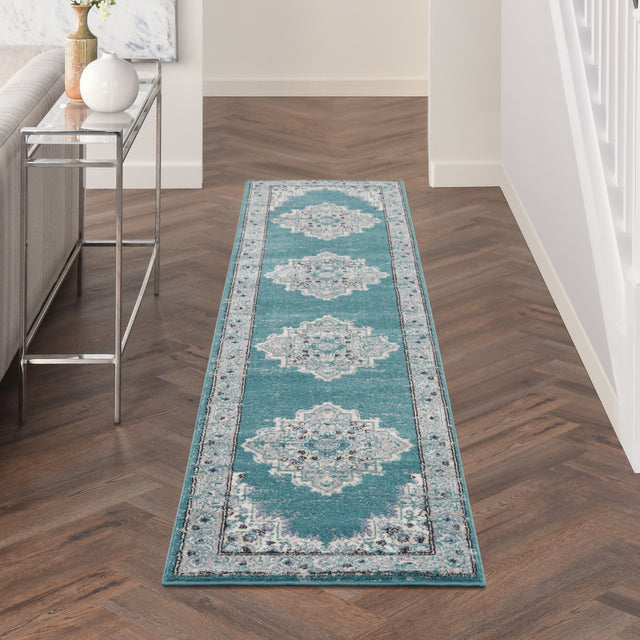 Nourison Passion Psn03 Turquoise Grey Rug - Nourison - 99446018625