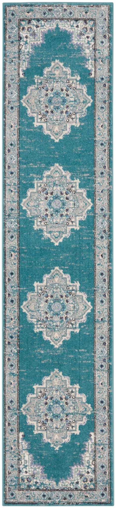 Nourison Passion Psn03 Turquoise Grey Rug - Nourison - 99446018632