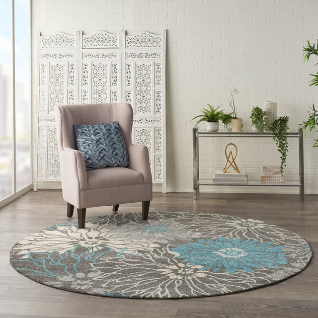 Nourison Passion Psn17 Charcoal/Blue Rug - Nourison - 99446734778