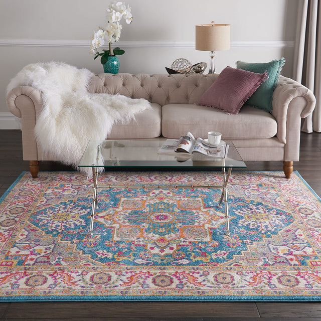 Nourison Passion Psn20 Teal Multicolor Rugs - Nourison - 99446486387