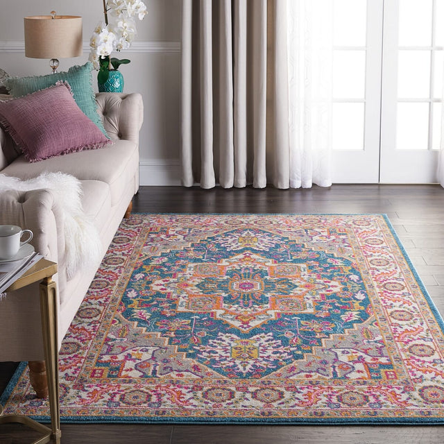 Nourison Passion Psn20 Teal Multicolor Rugs - Nourison - 99446486387