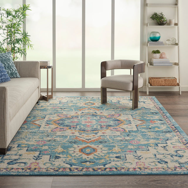 Nourison Passion Psn25 Ivory/Light Blue Rug - Nourison - 99446747839