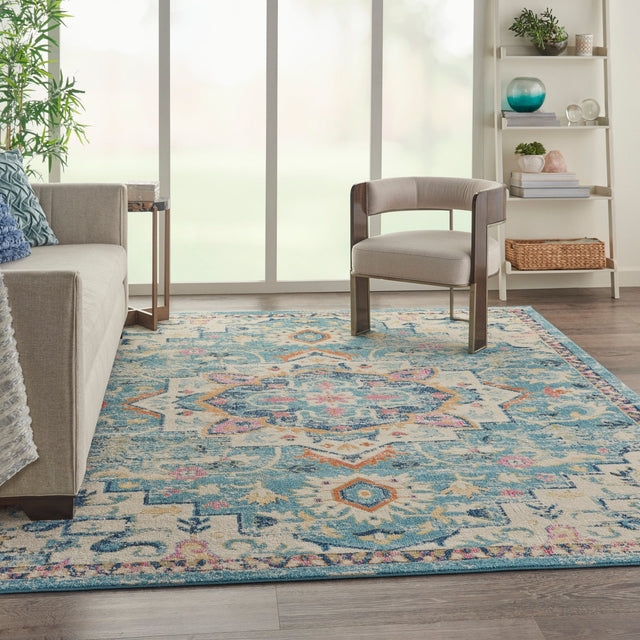 Nourison Passion Psn25 Ivory/Light Blue Rug - Nourison - 99446747921