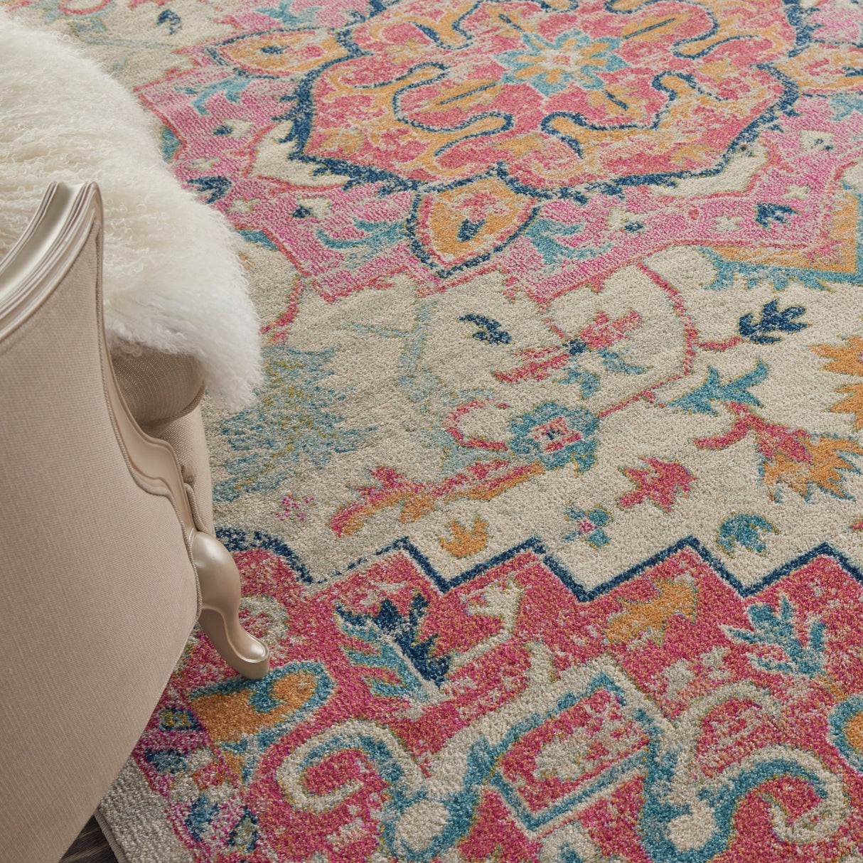 Nourison Passion Psn25 Ivory/Pink Rugs - Nourison - 99446748195