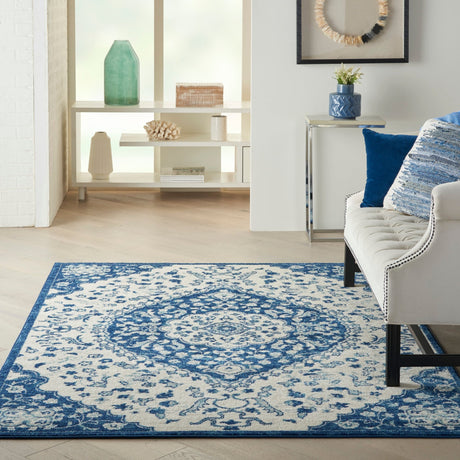 Nourison Passion Psn30 Ivory Blue Rug - Nourison - 99446766366