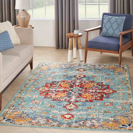 Nourison Passion Psn52 Aqua Multicolor Rug - Nourison - 99446968388