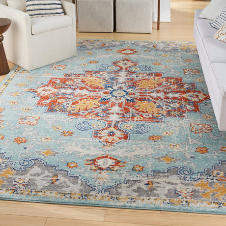 Nourison Passion Psn52 Aqua Multicolor Rug - Nourison - 99446968418