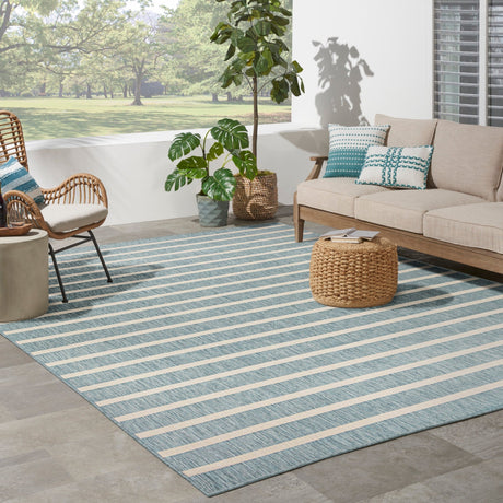 Nourison Positano Pos03 Aqua Ivory Rug - Nourison - 99446903174