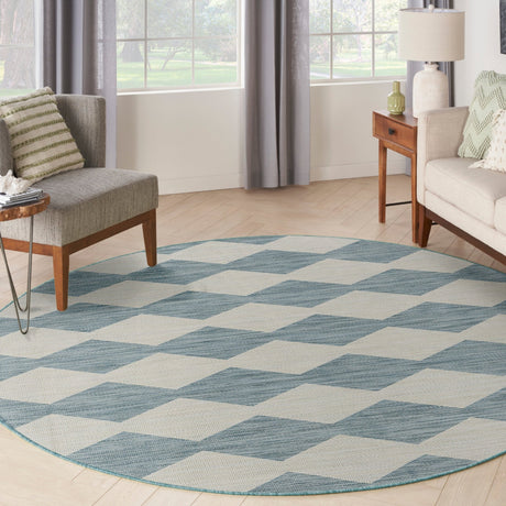 Nourison Positano POS04 Machine Made Aqua Rug