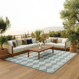 Nourison Positano POS04 Machine Made Aqua Rug