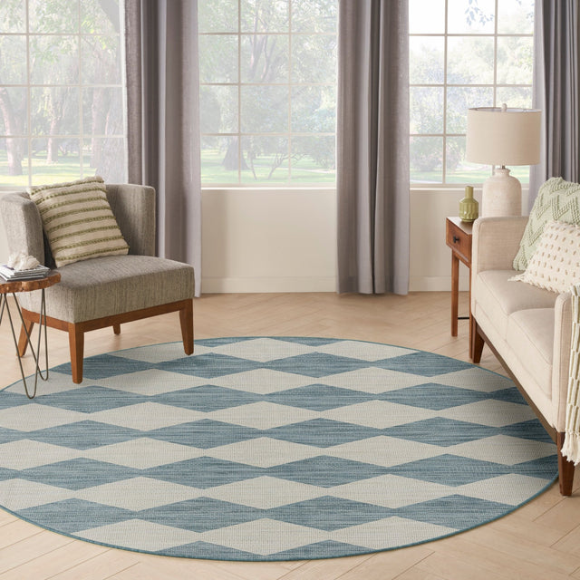 Nourison Positano POS04 Machine Made Aqua Rug