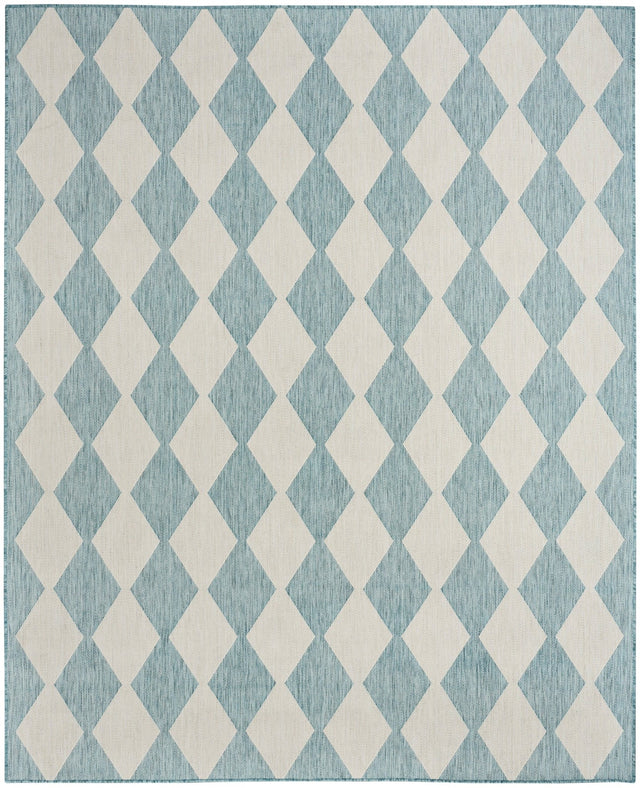 Nourison Positano POS04 Machine Made Aqua Rug