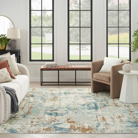 Nourison Quarry Qua01 Beige Blue Rust Rug - Nourison - 99446932884