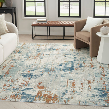 Nourison Quarry Qua01 Beige Blue Rust Rug - Nourison - 99446932884