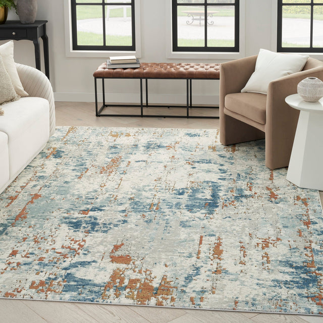 Nourison Quarry Qua01 Beige Blue Rust Rug - Nourison - 99446932884